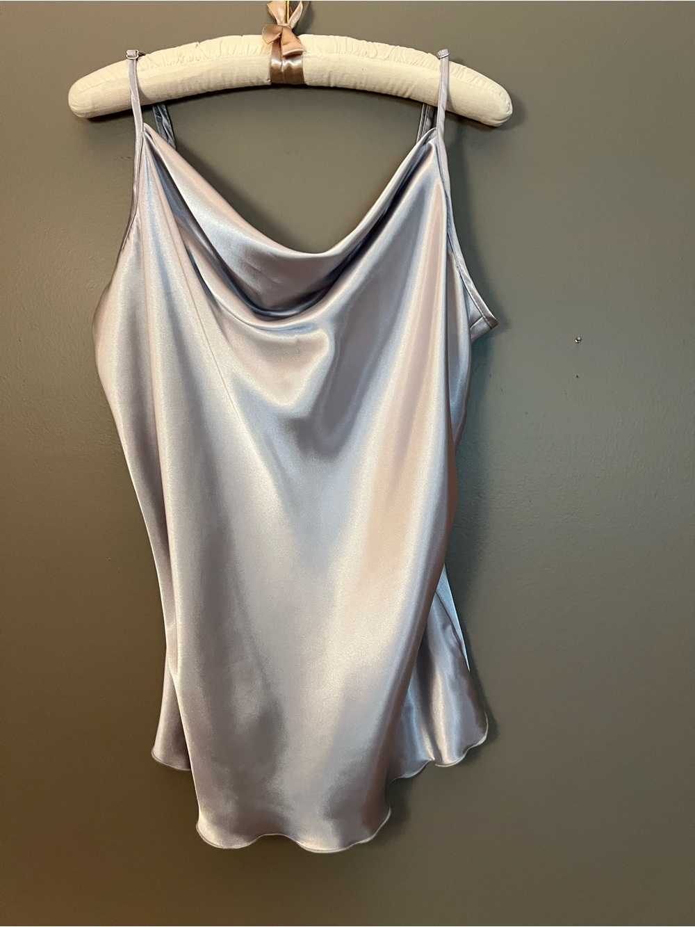 Silver Satin Cowl Neck Camisole